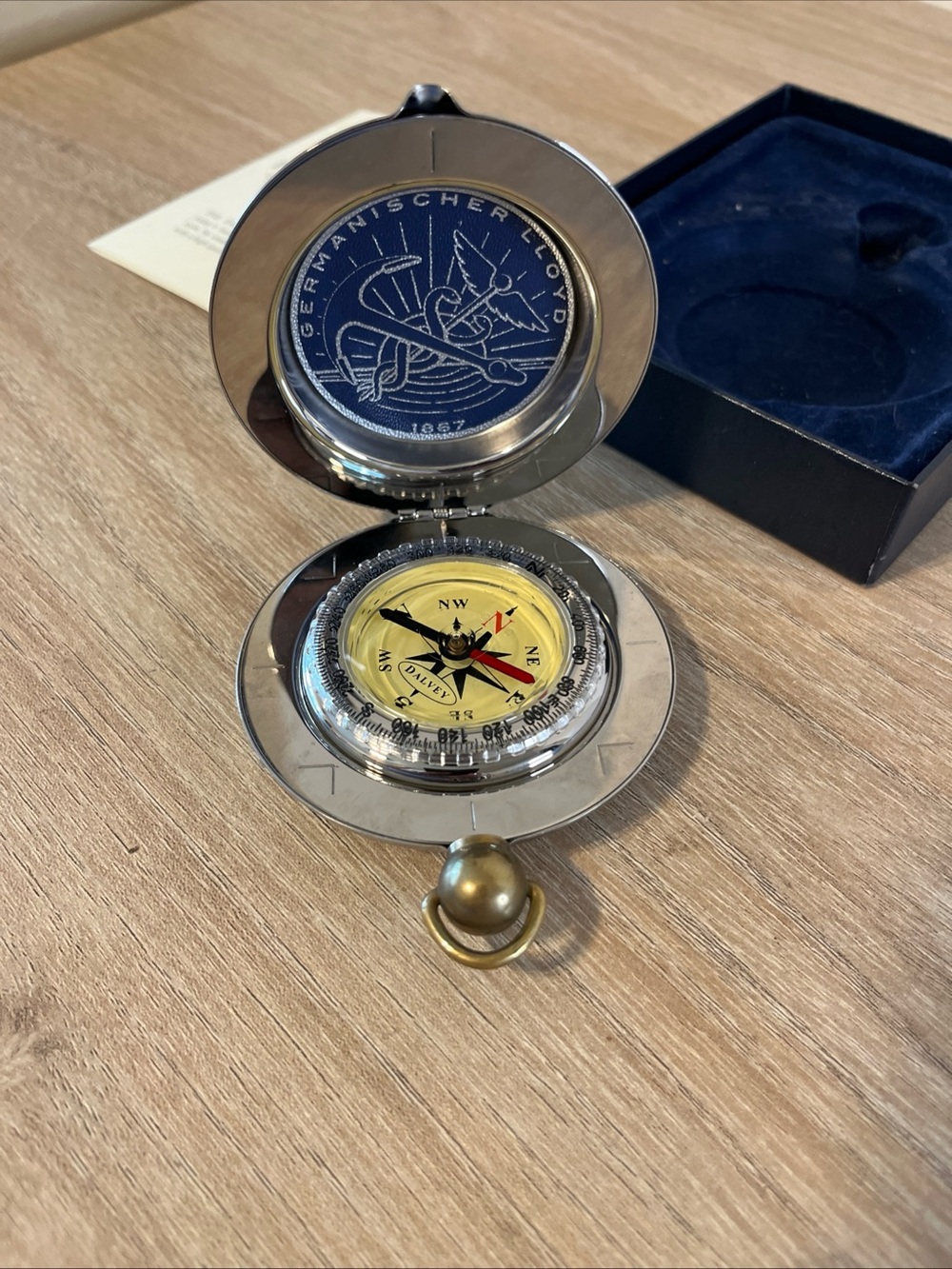Germansicher Lloyd Branded Silver Pocket Compass with Cream Dial